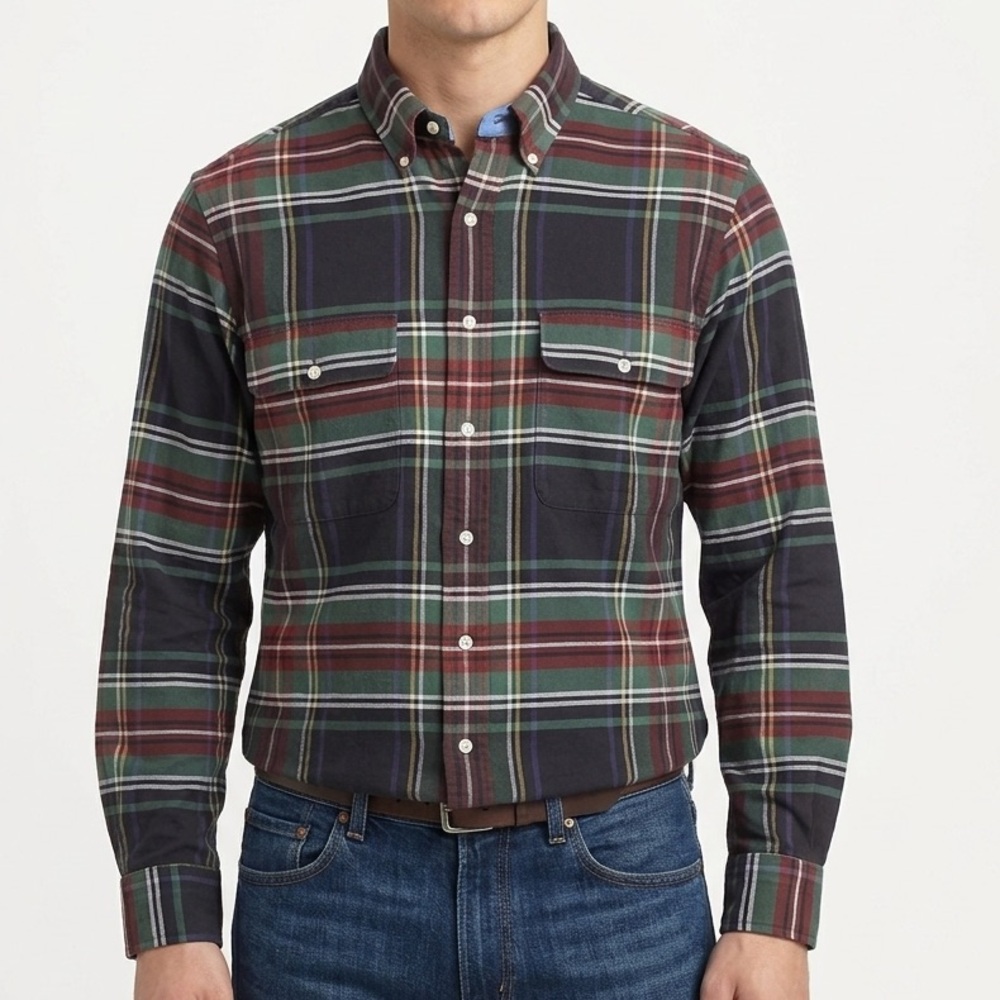 Ralph Lauren Plaid Button Down Shirt Men’s Large Green Red Classic Cotton
